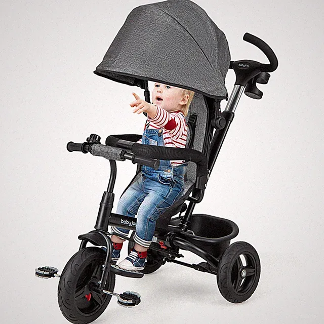6-in-1 Baby Tricycle Toddler Trike w/ Reversible Seat, Canopy & Push Handle