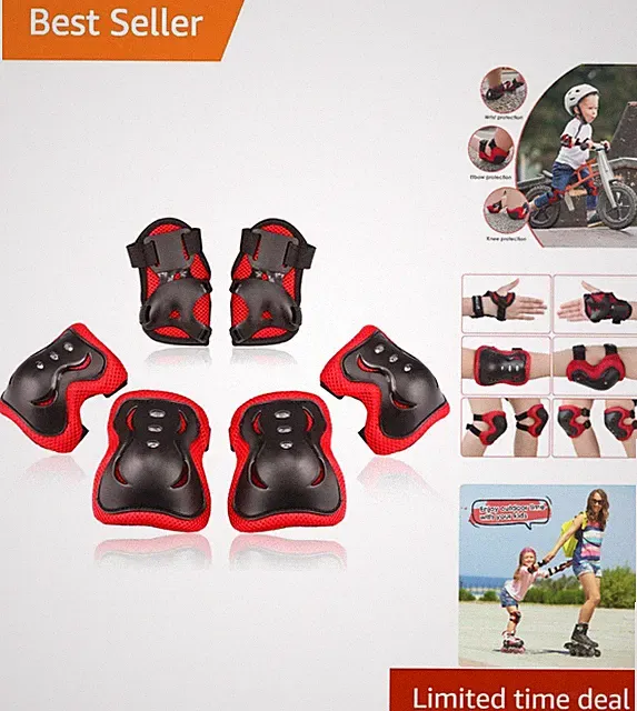 Adjustable Skate & BMX Protective Gear for Kids - Knee, Elbow & Wrist Pads Set