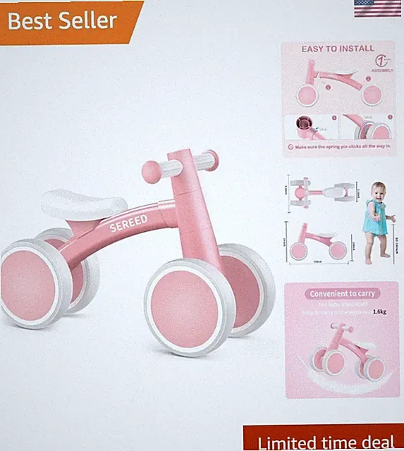 Baby Balance Bike for 1 Old Boys Girls 12-24 Toddler Balance Bike, 4 Wheels...