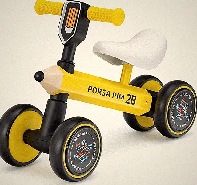 Baby Balance Bike for 12-36 Month,4 Silence Wheels Soft Seat ( Yellow)