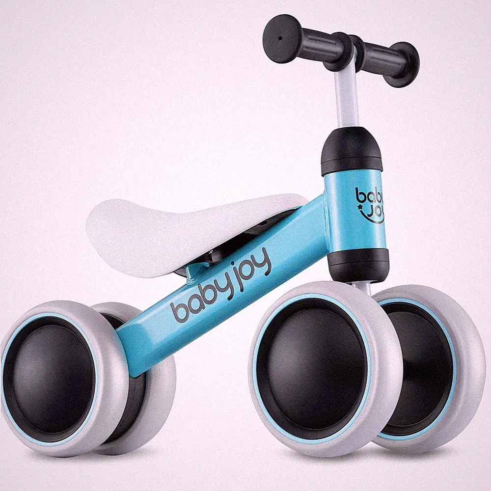 Baby Joy Baby Balance Bike 4 Wheels Walker No-Pedal Toys Rides Toddler Gift Blue