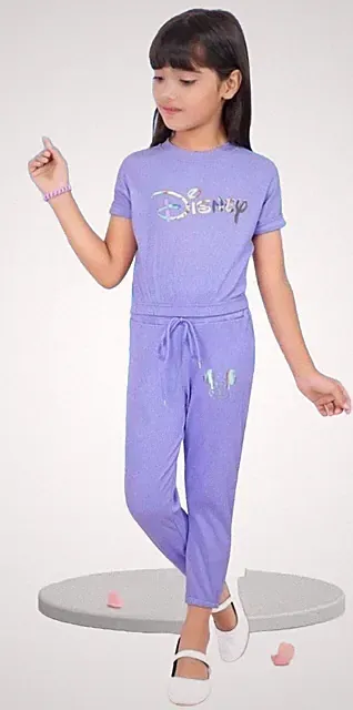 Disney Girls Co-Ord Pastel Lavender Pink 2 piece Jogger Set Travelling outfit