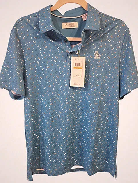 Original Penguin Sport Golf Performance Blue Polo Men's Size Small Rare NWT