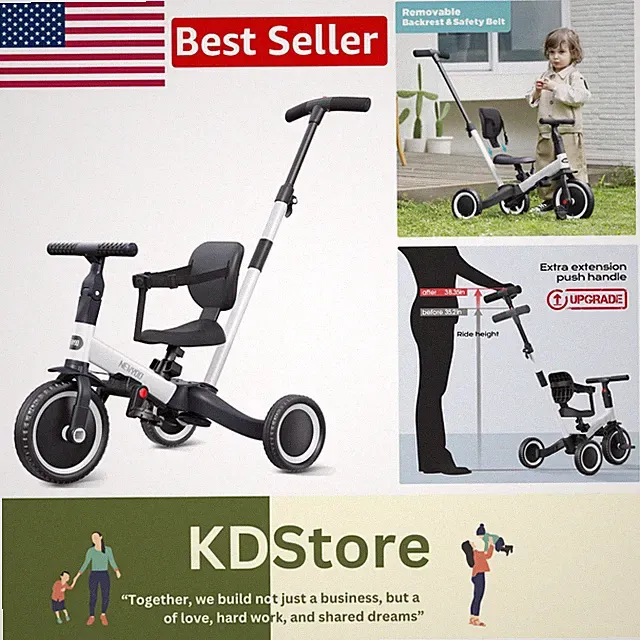 Stylish & Safe Toddler Bike: 4 Modes, Parent Handle + Adjustable for Ages 1-3