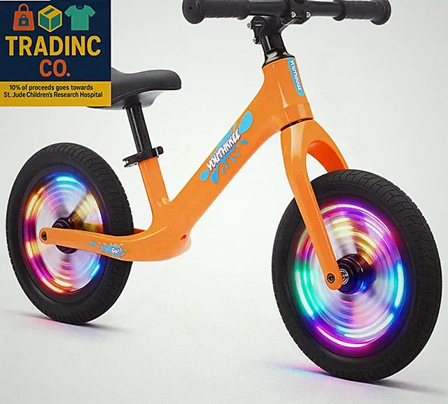 Toddler Balance Bike 2 Year Old, Colorful Lighting 12 Inch No Pedal Kids Toy Bik